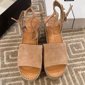 Dolce Vita Blush Espadrille Lesly Platform Sandals - Rose Suede 10